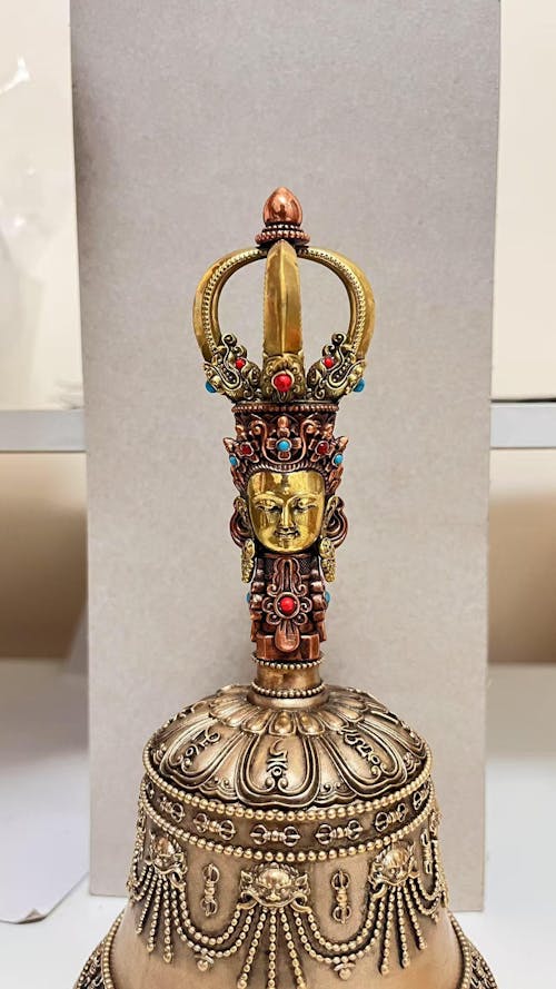 Handcrafted Brass Tibetan Bell & Dorje Set: Buddhist Meditation Decor