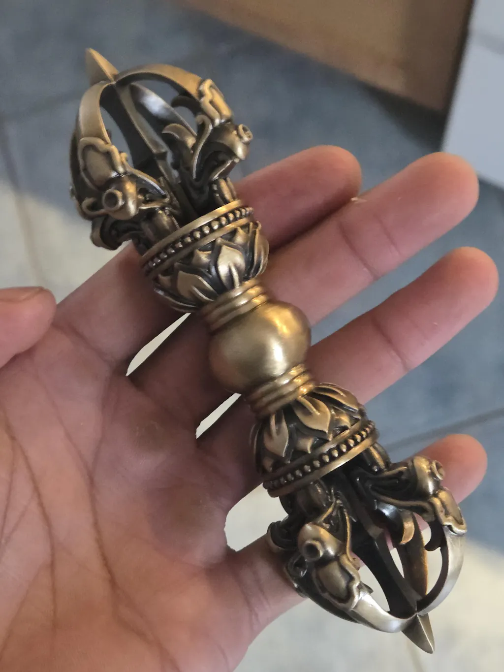 Handcrafted Silver-Plated Vajra Dorje: Tibetan Buddhist Ritual Tool