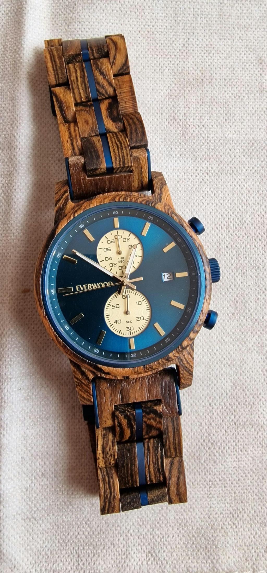 EverWood™ - Classic Walnut Blue Chronograph 44mm