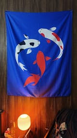 Koi Fish Good  Fortune Japanese Tapestry