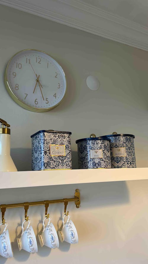 Azulejos Desenli Metal Saklama Kabı Seti - 2'li Set (1,7 lt - 3,5 lt)