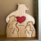 Wooden Bear Love Dad Mom Grandma - Puzzle Wooden Bears Family - Wooden Pet Carvings