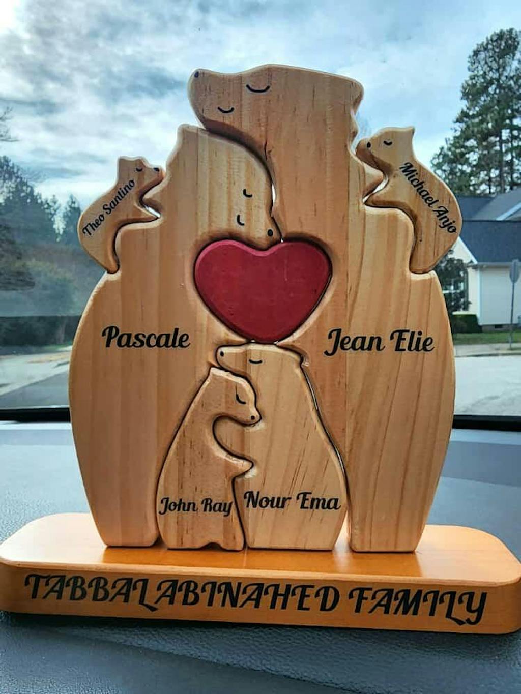 Personalized Wooden Bears Family, Bear Shaped Wood Puzzle with Custom Name- Gift for Mother's Day, Thanksgiving, Christmas