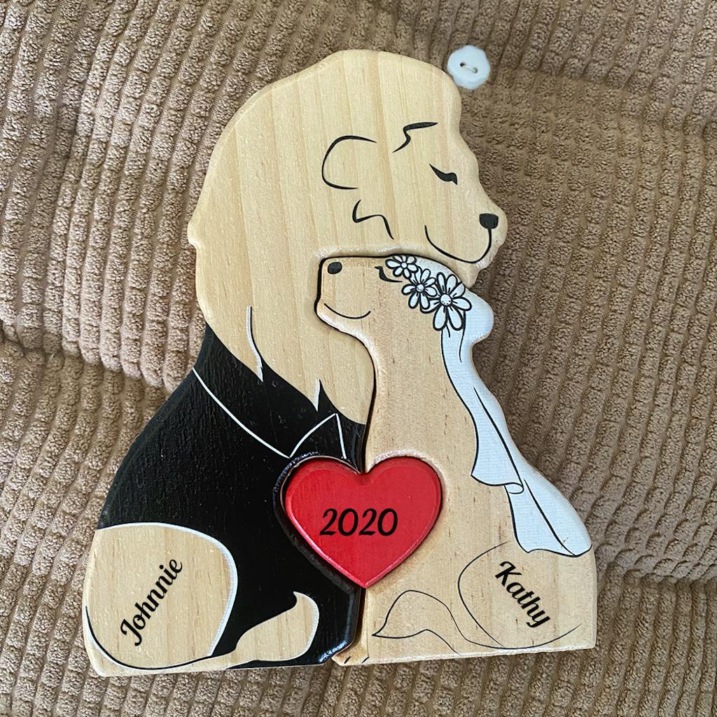 Married Lion Family Puzzle - Wooden Pet Carving Keepsake