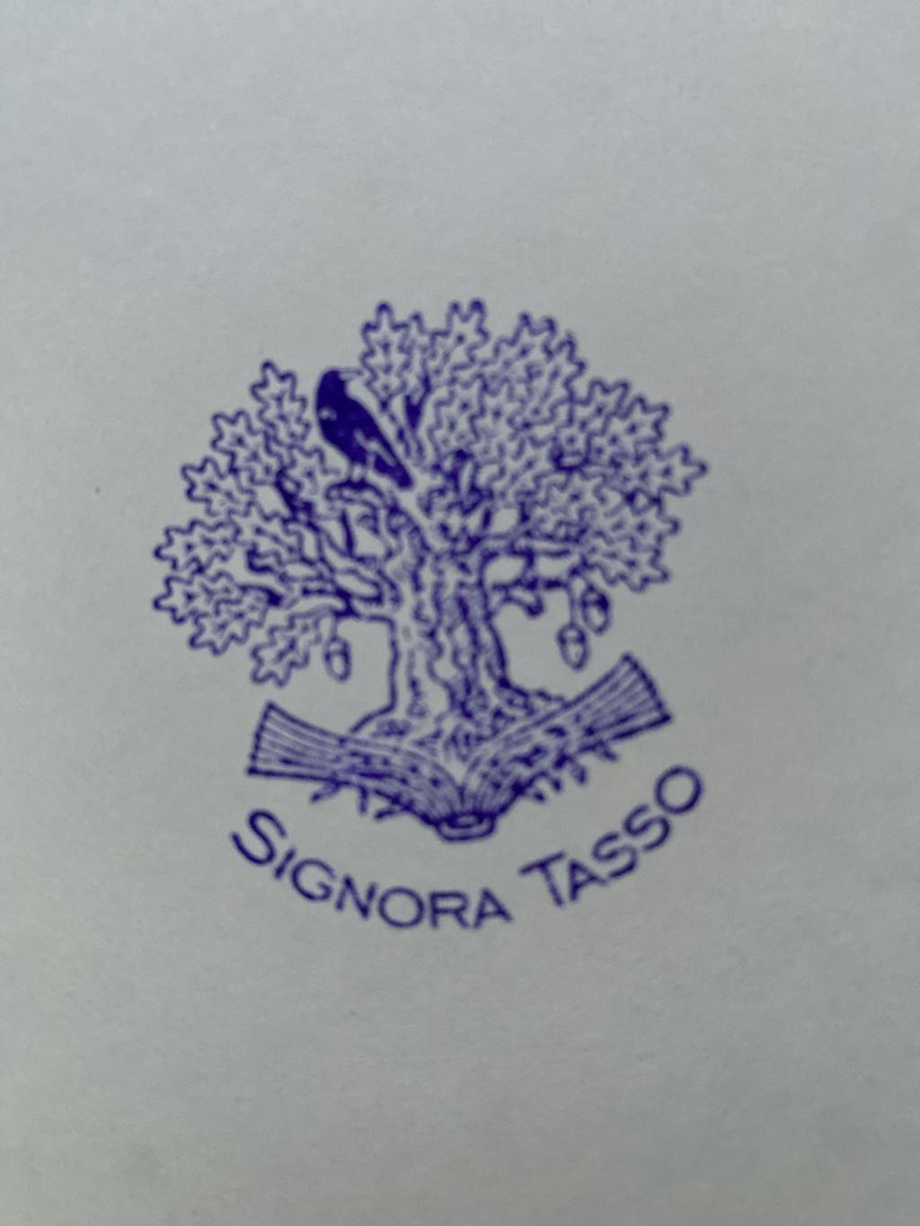 Timbro Ex Libris Quercia con Merlo - d. 40 mm