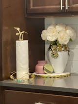 Stainless Steel Paper Towel Holder with Gold Leaf Design