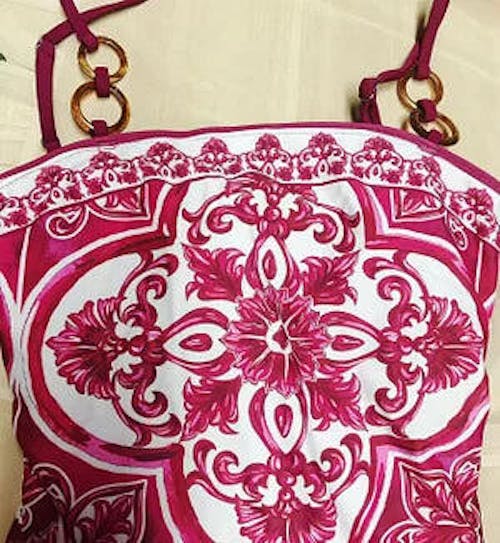 Retro Series Majolica Series Print One Piece Swimsuit Set