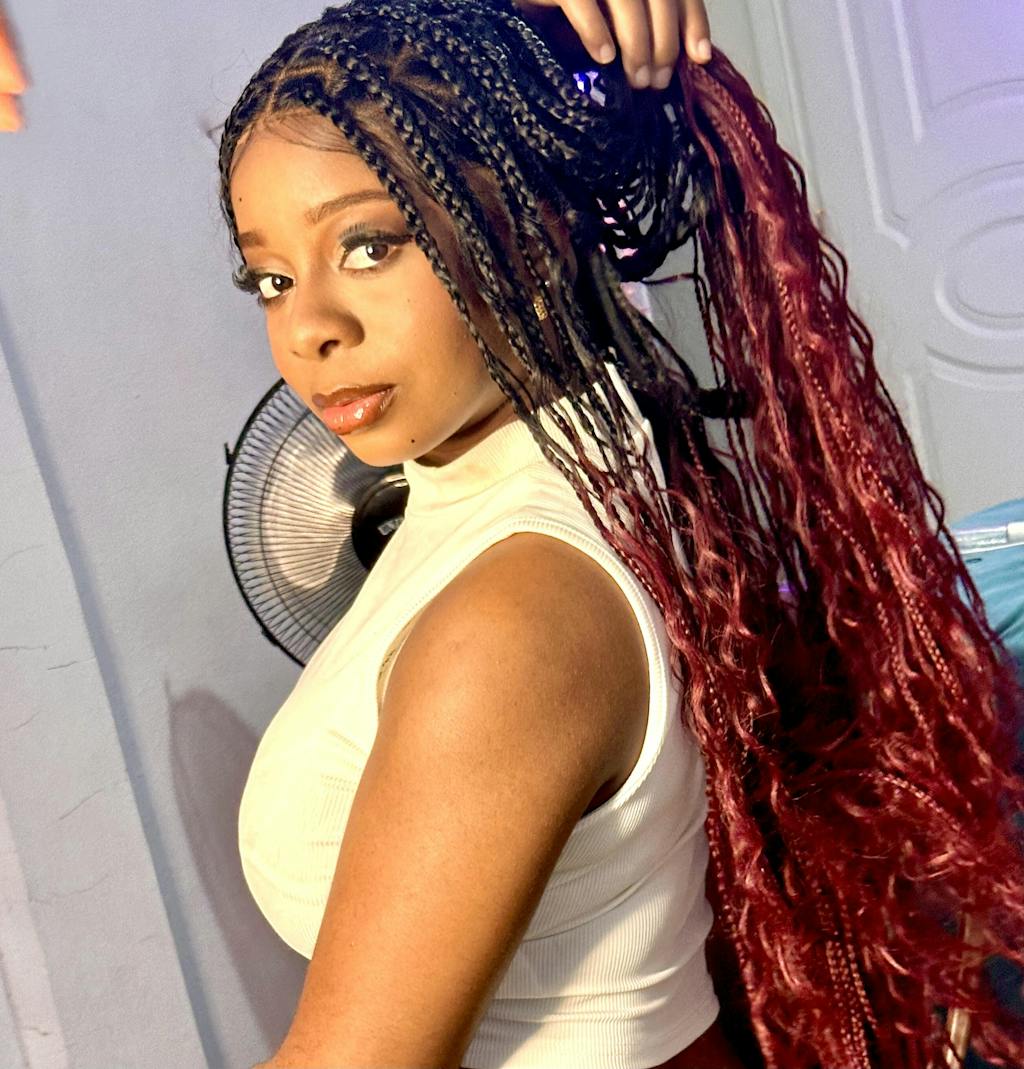 Boho Square Knotless Box Braid Wigs Full Lace Braided Wig Boho Curly Box Braids Wig With Baby Hair