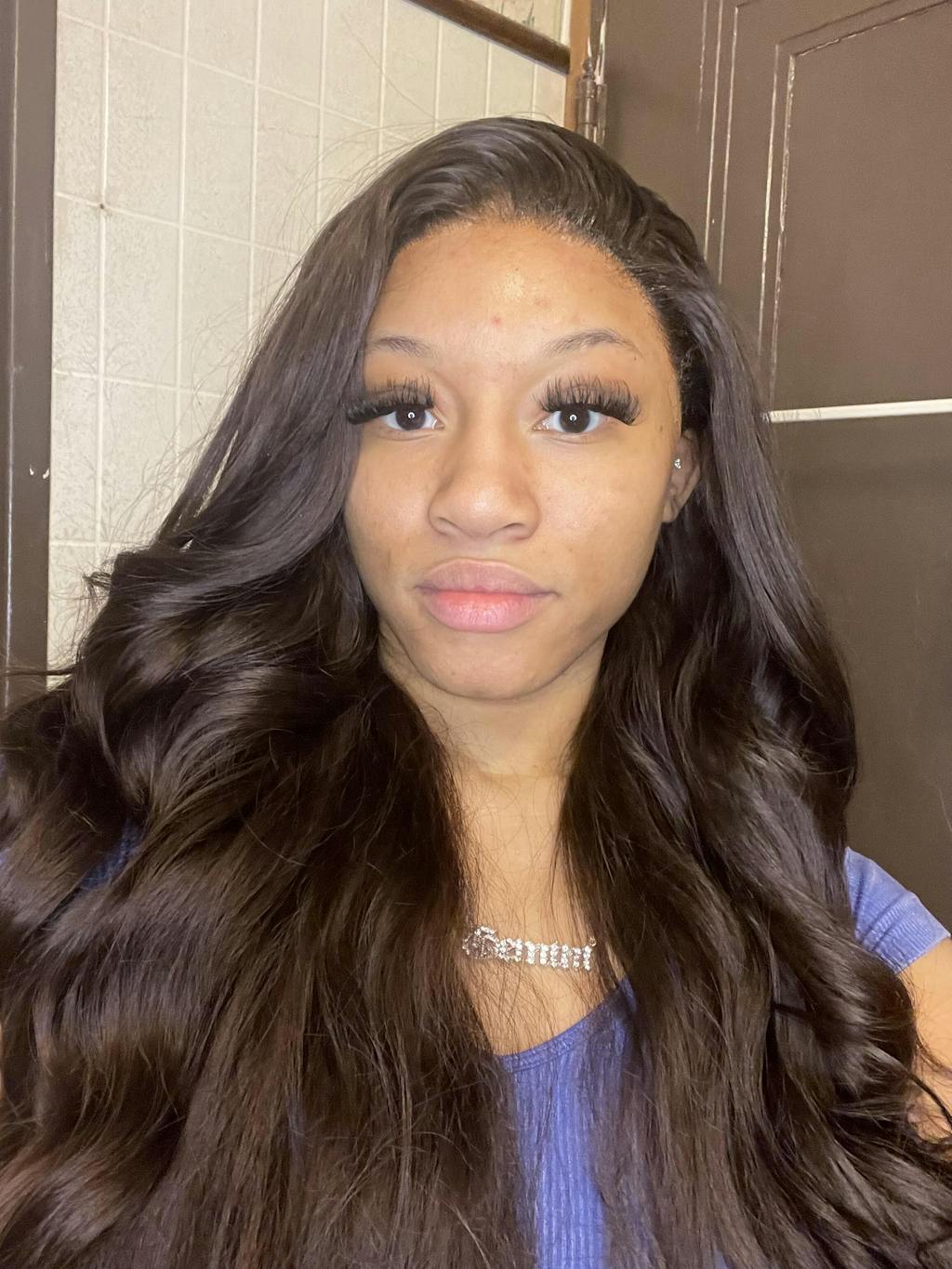 Chocolate Brown Blowout Loose Wave Hair Synthetic Lace Front Wig