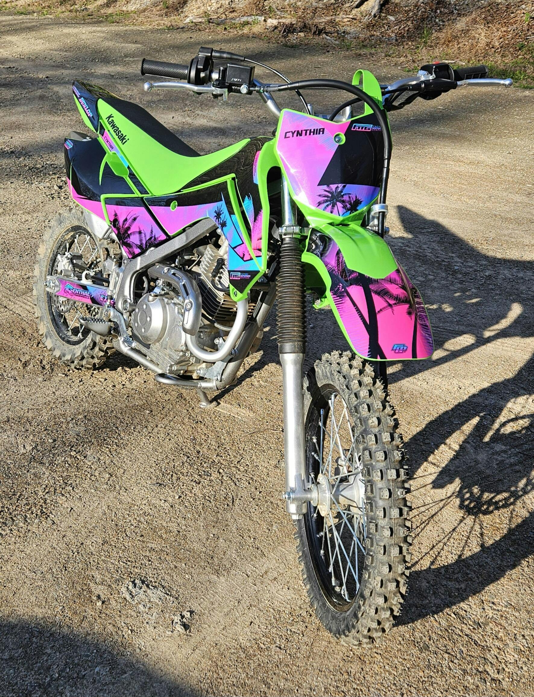Custom Palm Tree Miami Vice Style Kawasaki Motocross Decal