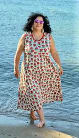 Bio Rib-Jersey Flowerpower - Natur / Rot | Jennifer Bouron