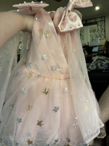 Twinkle Star Blush Pink Sequin Birthday Dress for Girls | Faeella