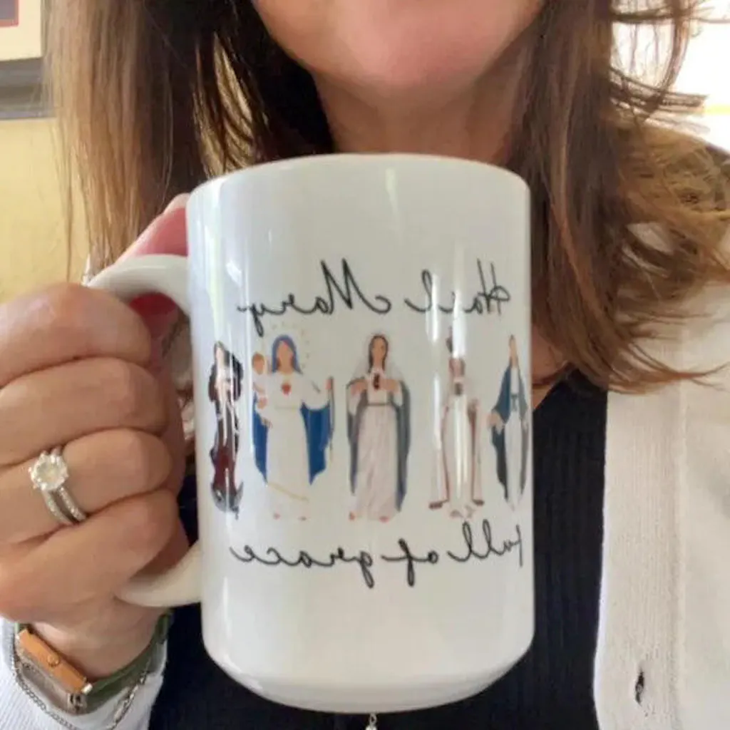 Hail Mary Full of Grace Ceramic Mug - Perfect Christian Gift, Prayer Mug, or Daily Inspiration