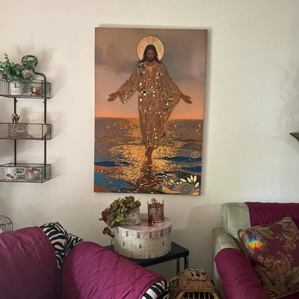 Golden Jesus Walking on Water Poster/Canvas