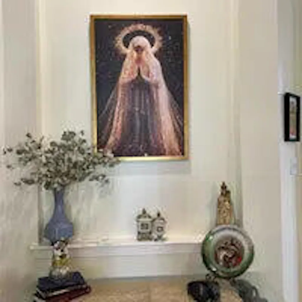 Golden Radiance Virgin Mary – Illuminated Prayer & Divine Presence Poster/Canvas