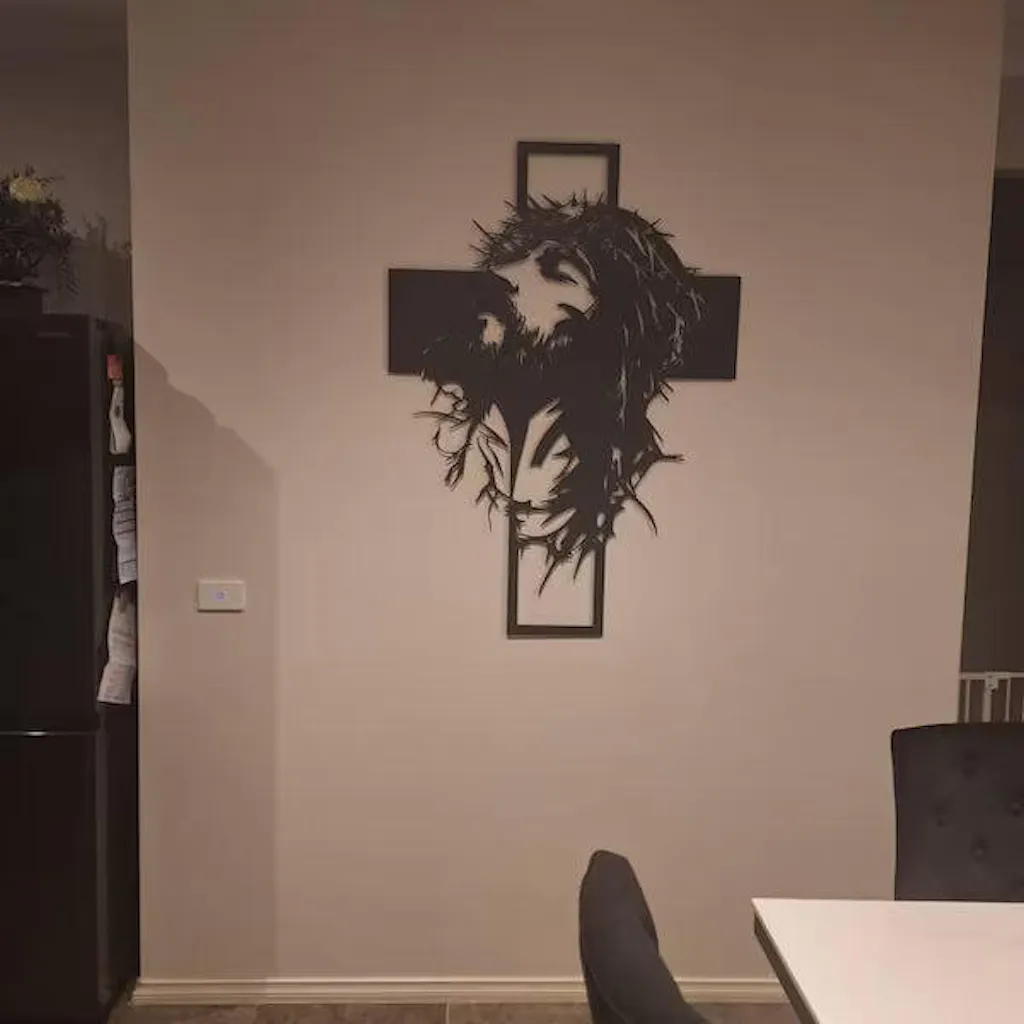 Jesus Crown of Thorns Cross Metal Wall Art for Christian Home Decor