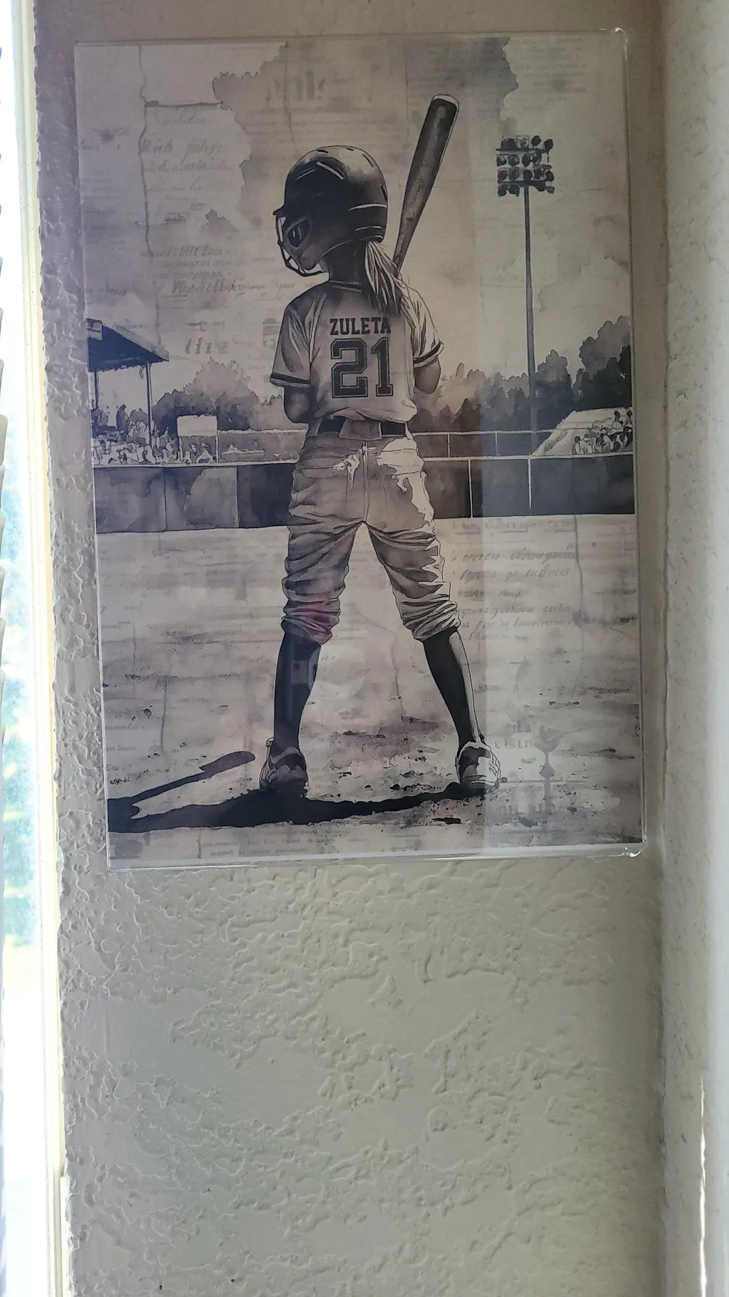 Personalized Softball Kid Girl Canvas Painting, Step Up To The Plate Sport Wall Art Decor, Poster Gift For Softball Lovers