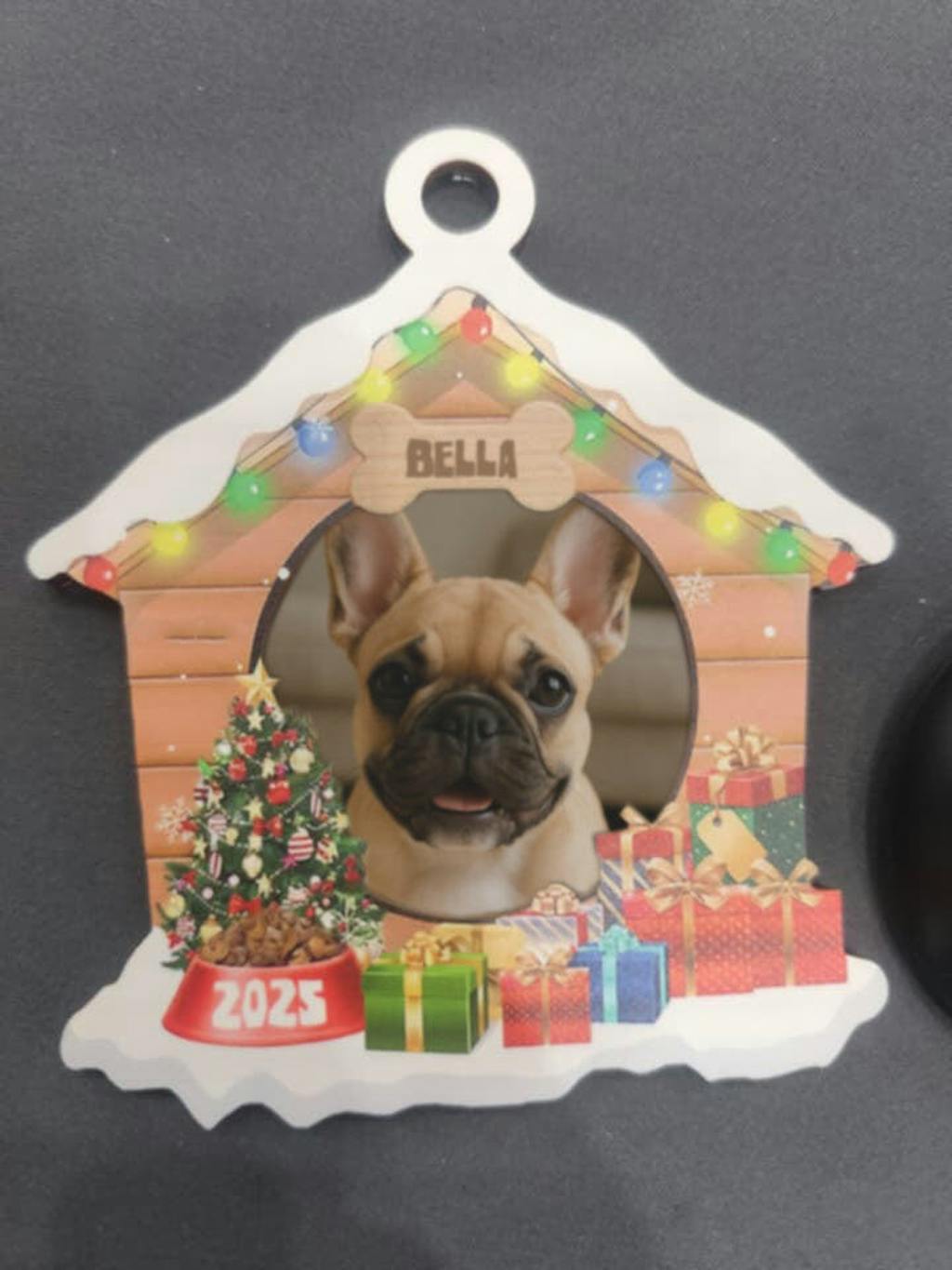 Christmas Dog House – Custom Wood and Acrylic Ornament for Dog Lovers Holiday Gift