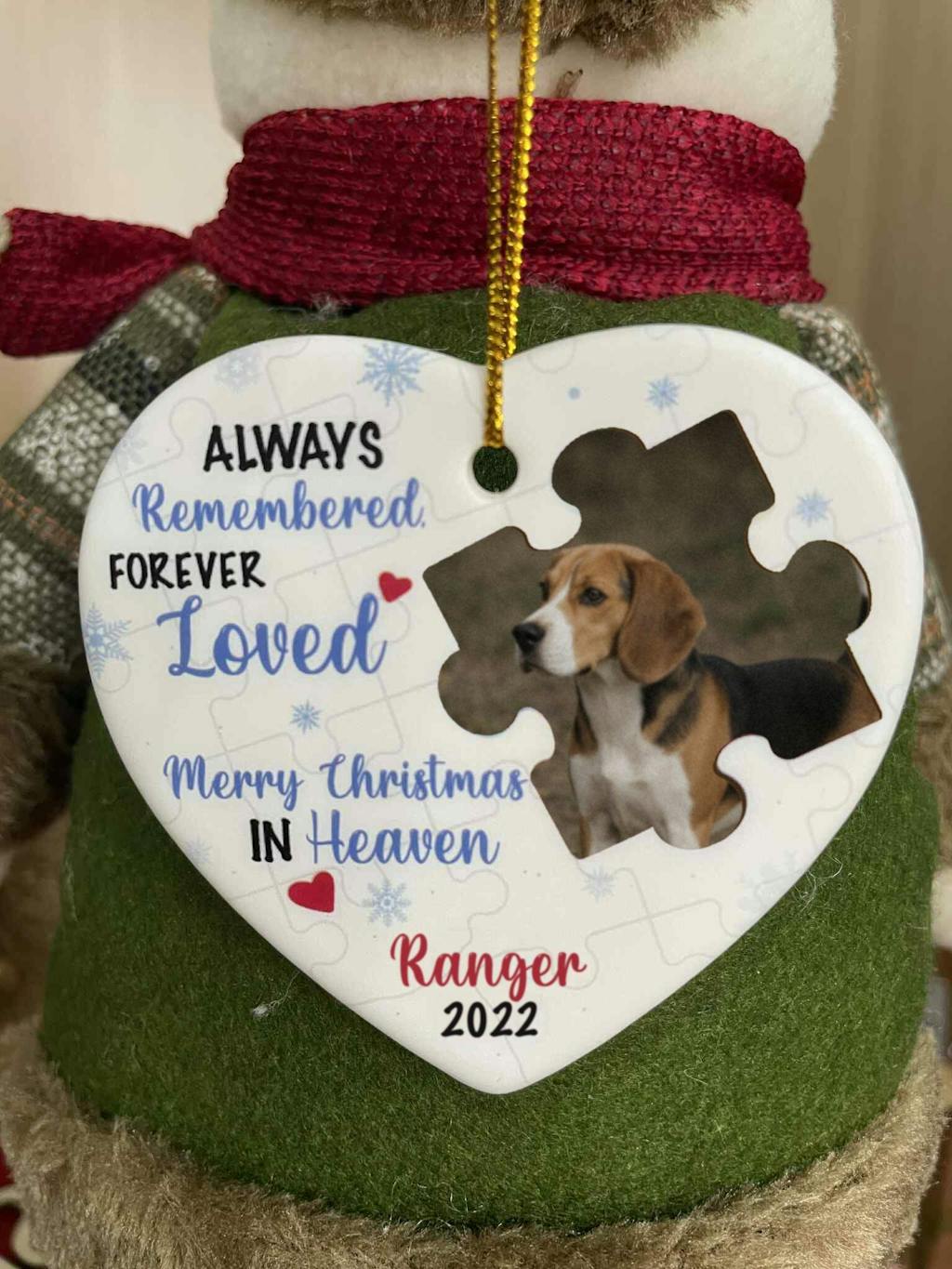 Forever Loved, Never Replaced – Custom 2-Layered Wood Ornament for Pet Lovers Memorial Gift