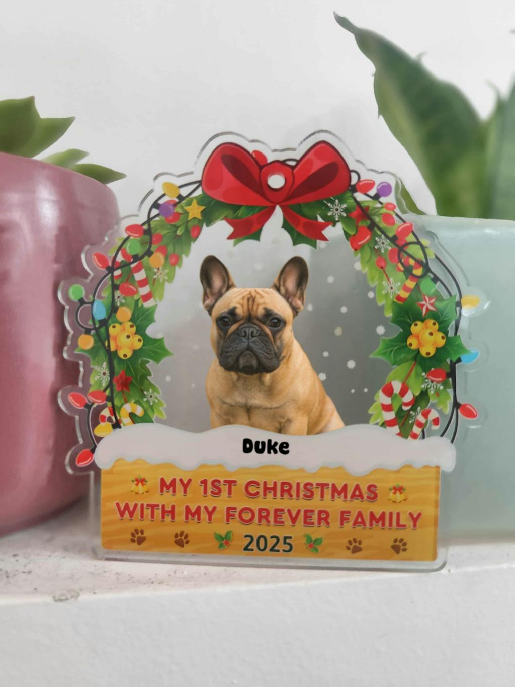 My 1st Christmas With My Forever Home - Custom Photo Pet Acrylic Ornament