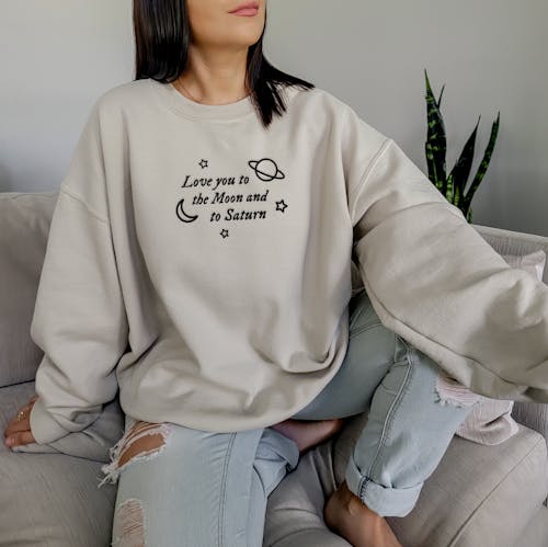 Love You to the Moon & Saturn Embroidered Sweatshirt