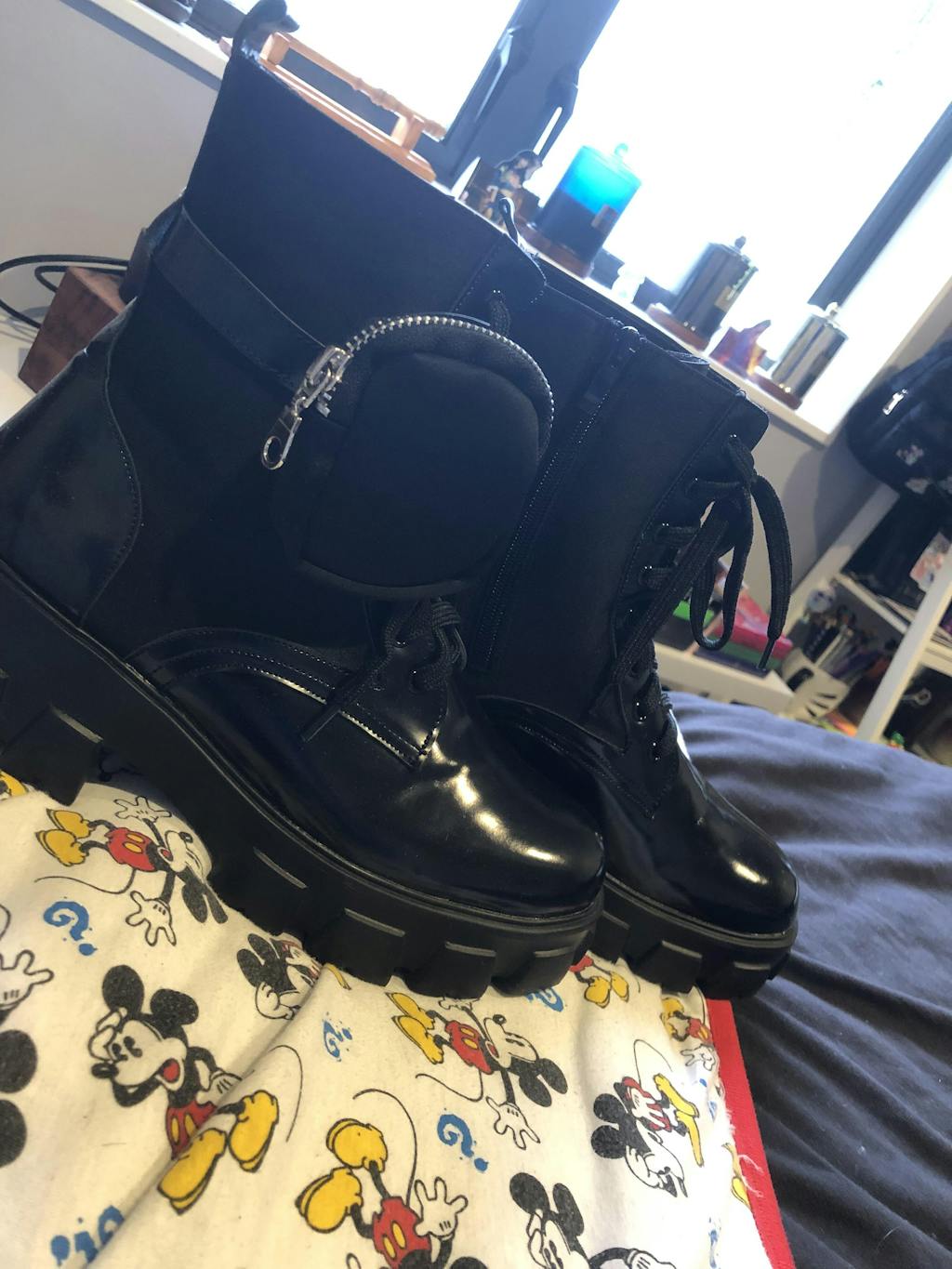 Black Combat Boots With Strap Pocket | Jimin - BTS - Fashion Chingu