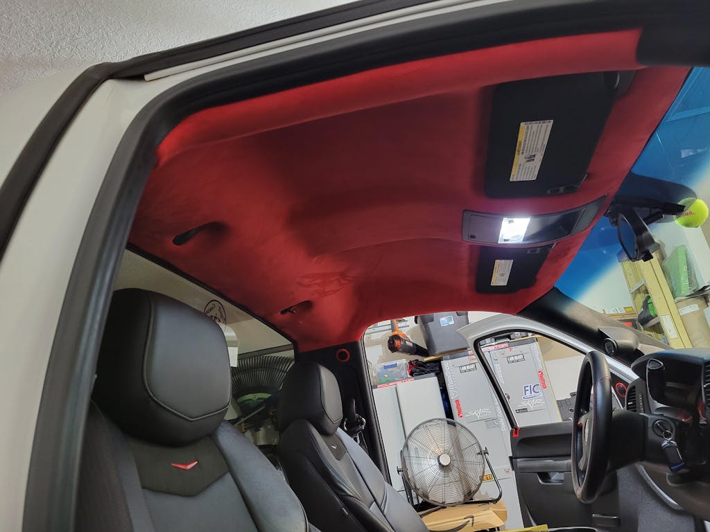 Crimson Red Luxury Stretch Suede Foam Backed Automotive Headliner