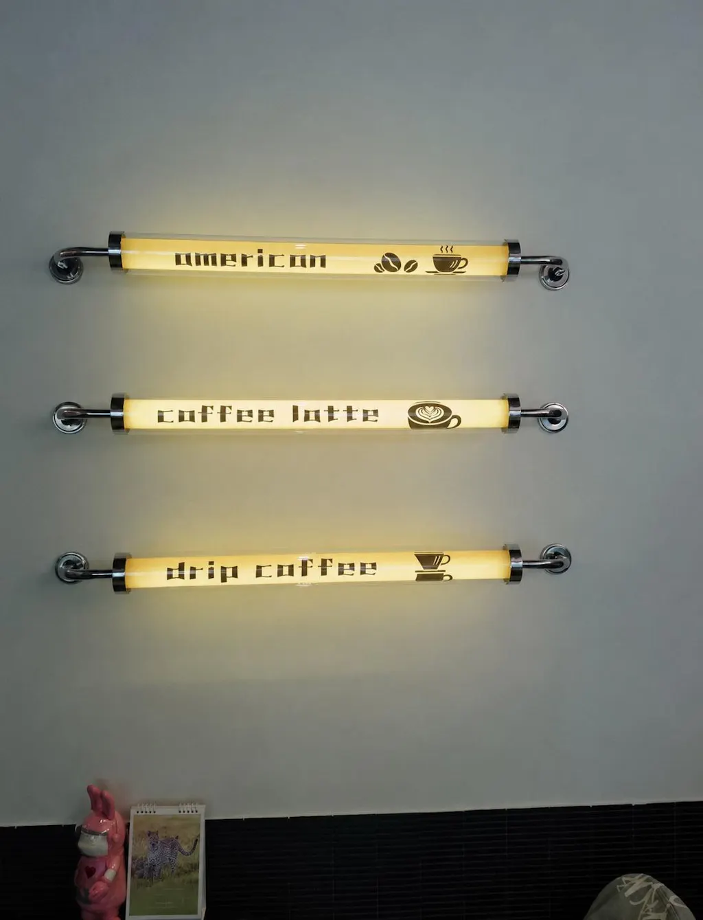 Custom Acrylic Tube Light Box With Black Bracket– Wall Mount LED Sign for Storefront, minimalist spaces, studios
