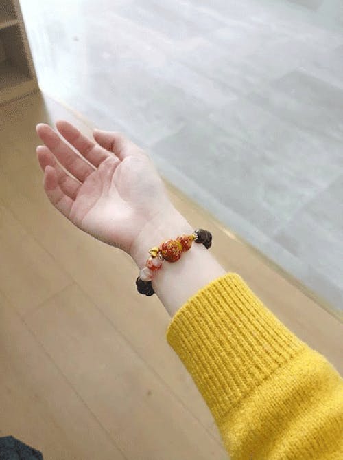 Revitalizing Fortune Red Flower Chalcedony & HeXiangZhu Bracelet