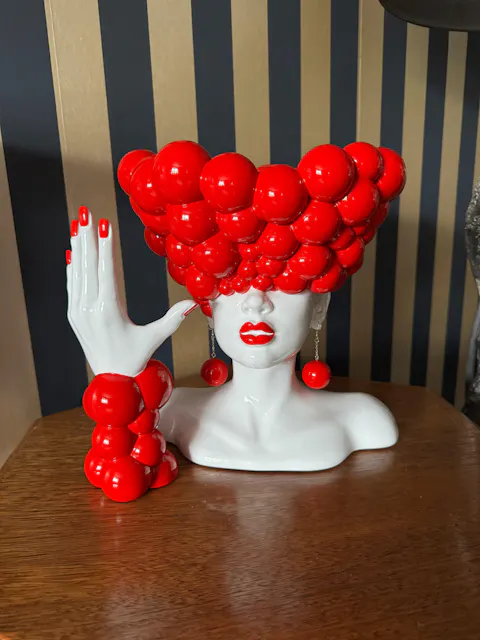 Hand of Thoughts Sculpture – Red and White | Contemporary Art