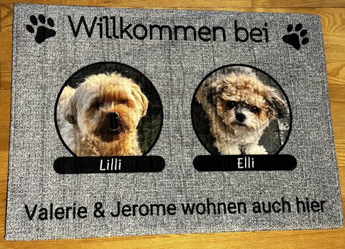 Willkommen bei -  Personalisierte Fußmatte mit Bild vom Haustier