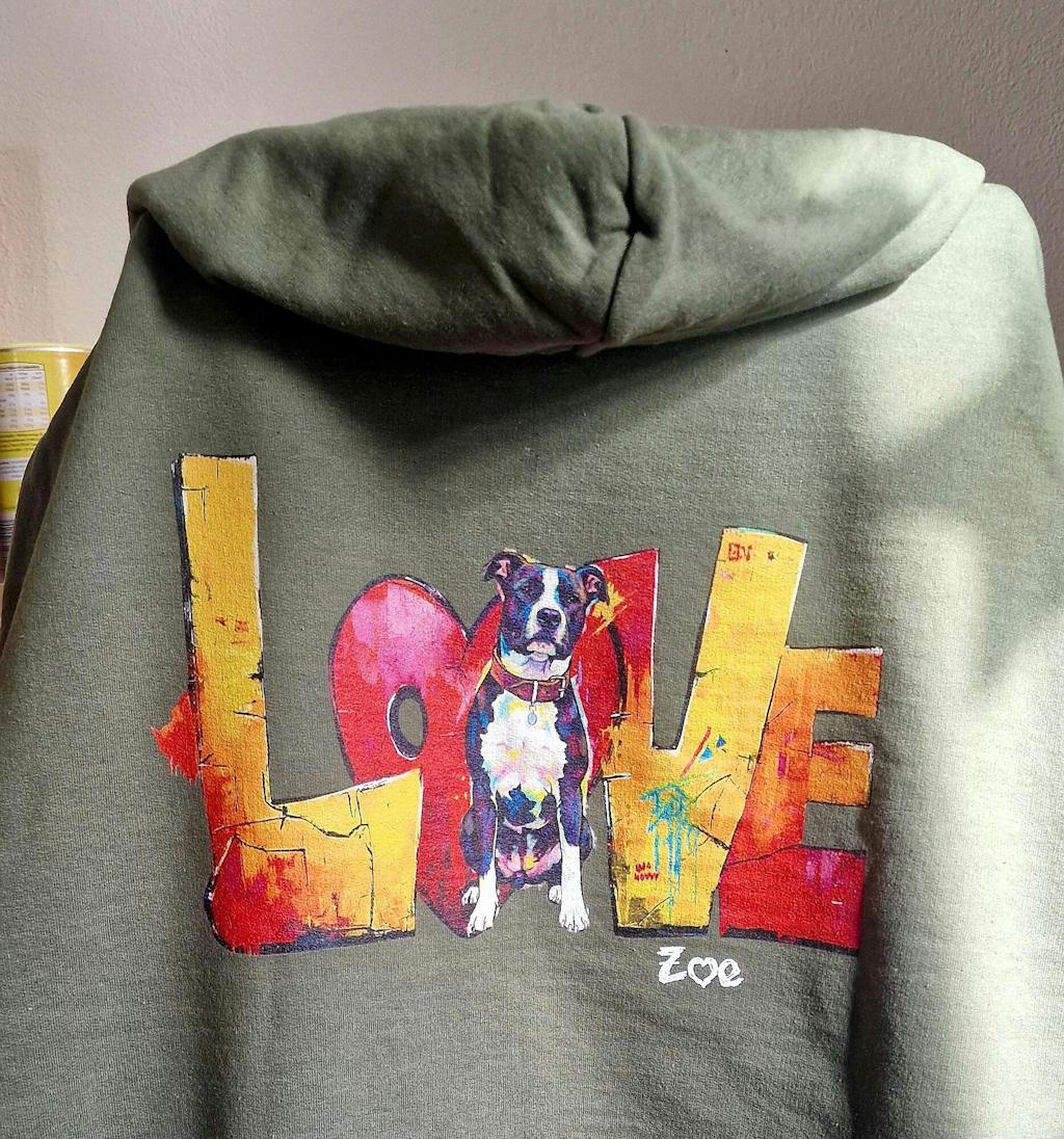 Personalisierter Hoodie - "LOVE" Backprint
