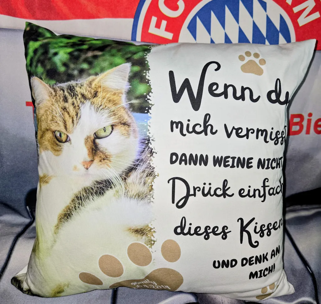 Personalisiertes Kissen - Drück mich - Katze