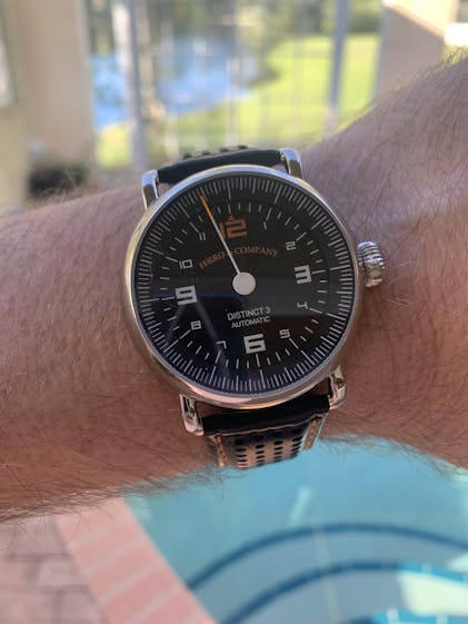 Ferro Watches Distinct 3 Vintage Style One Hand Race Watch Petrol