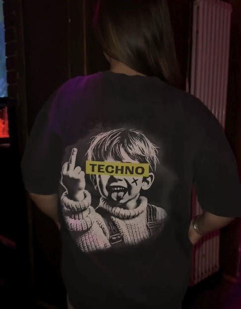 "Techno" oversized statement shirt - double print