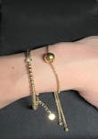 Eloise Box Link Chain Solid Ball Pendant Pull Adjustable Lock Design Gold Bracelet