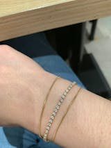 Calanthe Triple Layer Center Zircon Tennis Chain Two Thin Snake Chain Gold Bracelet