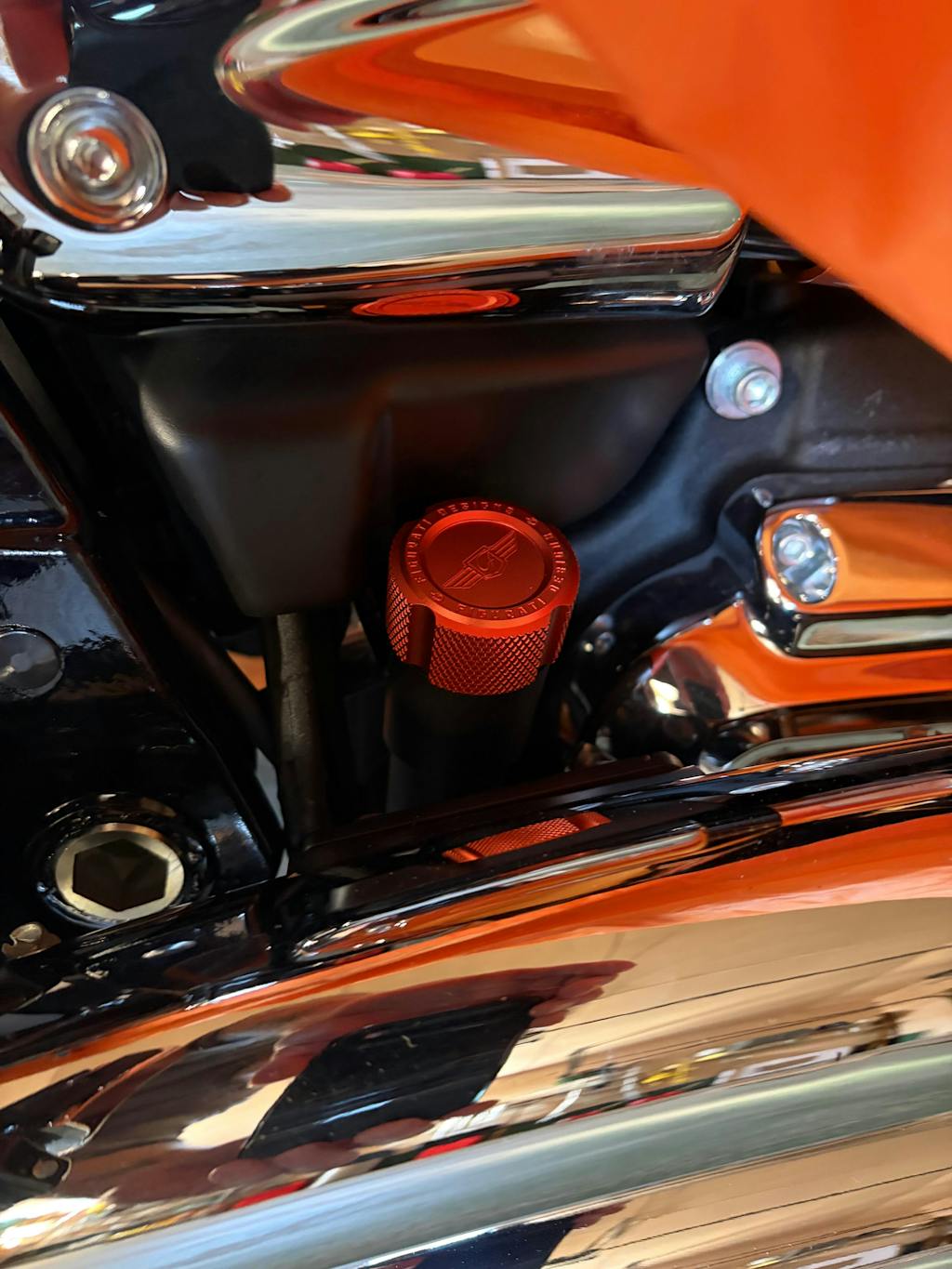 Performance Magnetic Dipstick for Harley-Davidson M8 Softail (2018-2025) - Knurled Orange