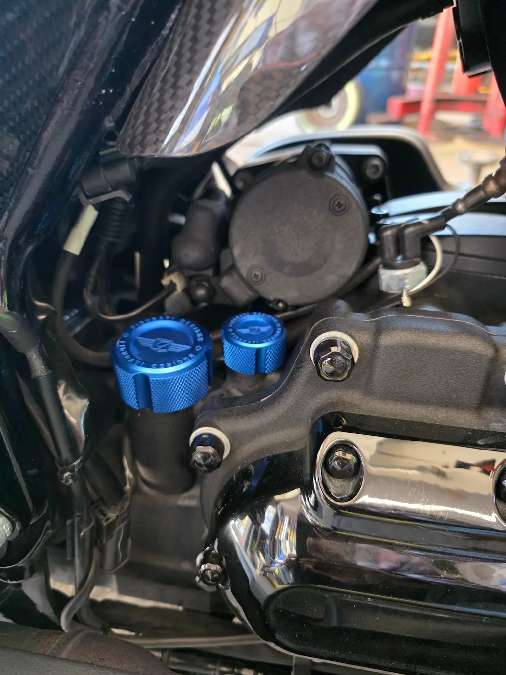 Performance Magnetic Dipstick Kit for Harley-Davidson M8 (2017-2026) - Knurled Blue
