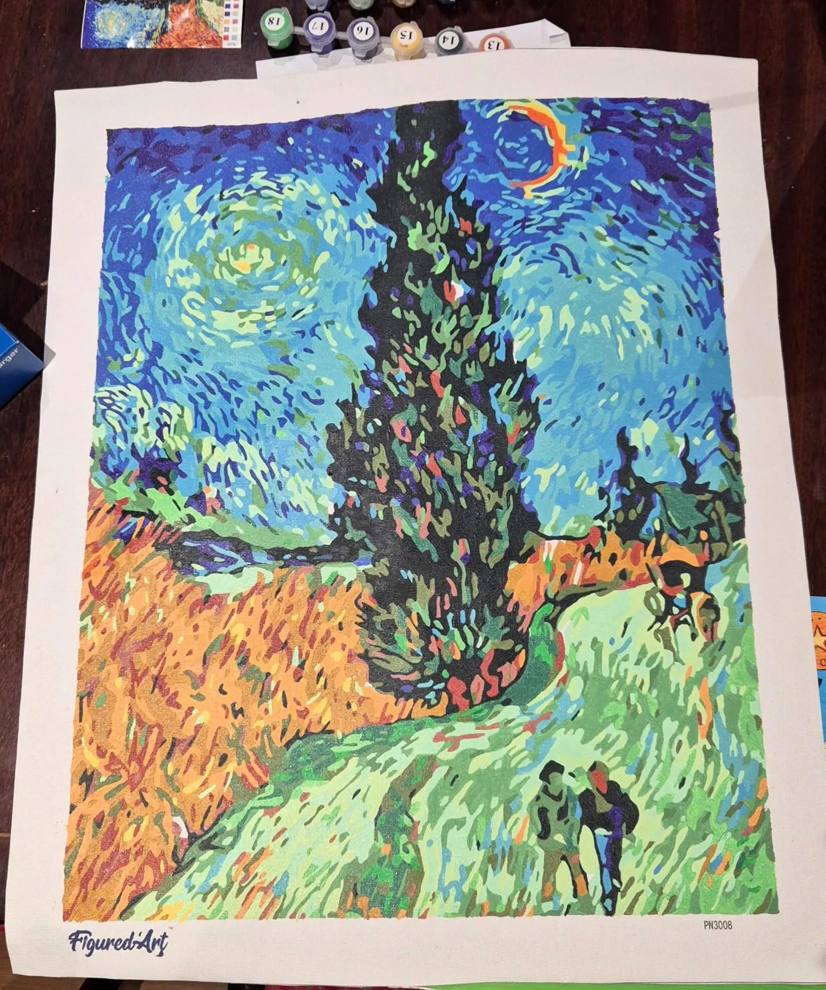 Canvas van Gogh -Straat met Cypressen onder Sterrenhemel Canvas van Gogh -Straat met Cypressen onder Sterrenhemel