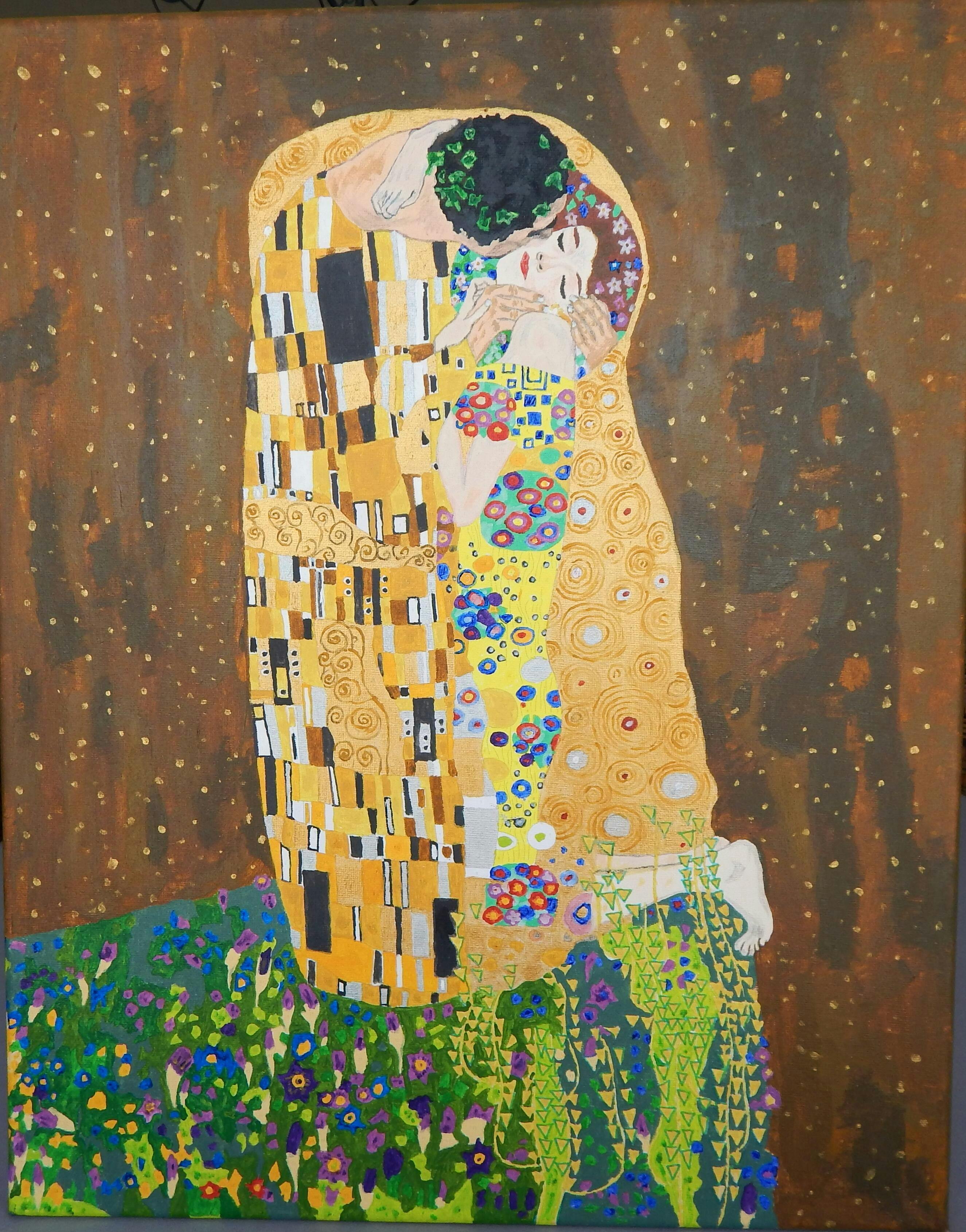 murando Peinture par Numéro Adulte Kit Gustav Klimt Baiser 40x60 cm DIY  Tableau Peindre par Nombre Bricolage pour Enfants Numérique pour Enfants  Cadre