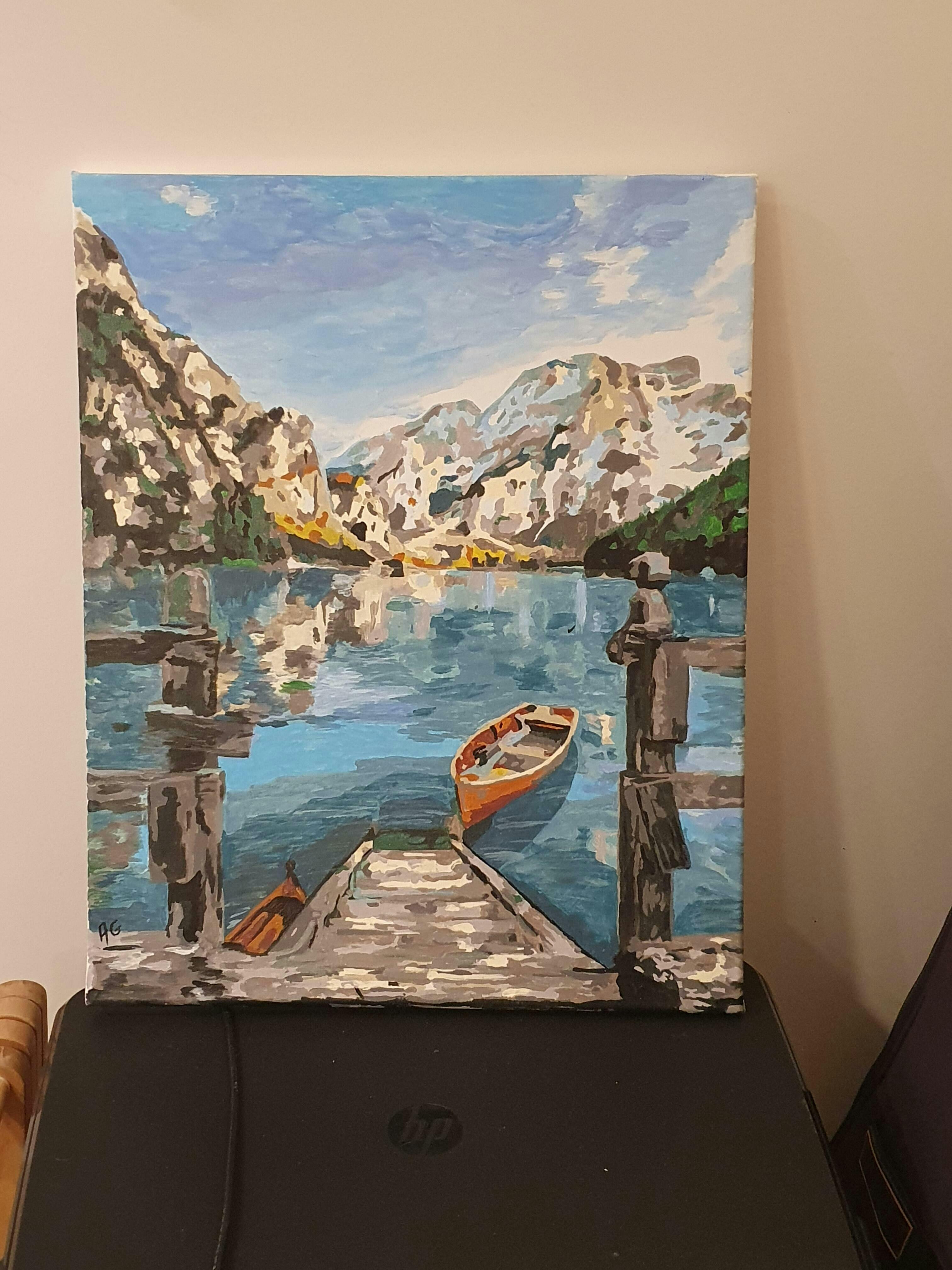 Paint by Numbers - Small boat and Mountain Lake – Figured'Art