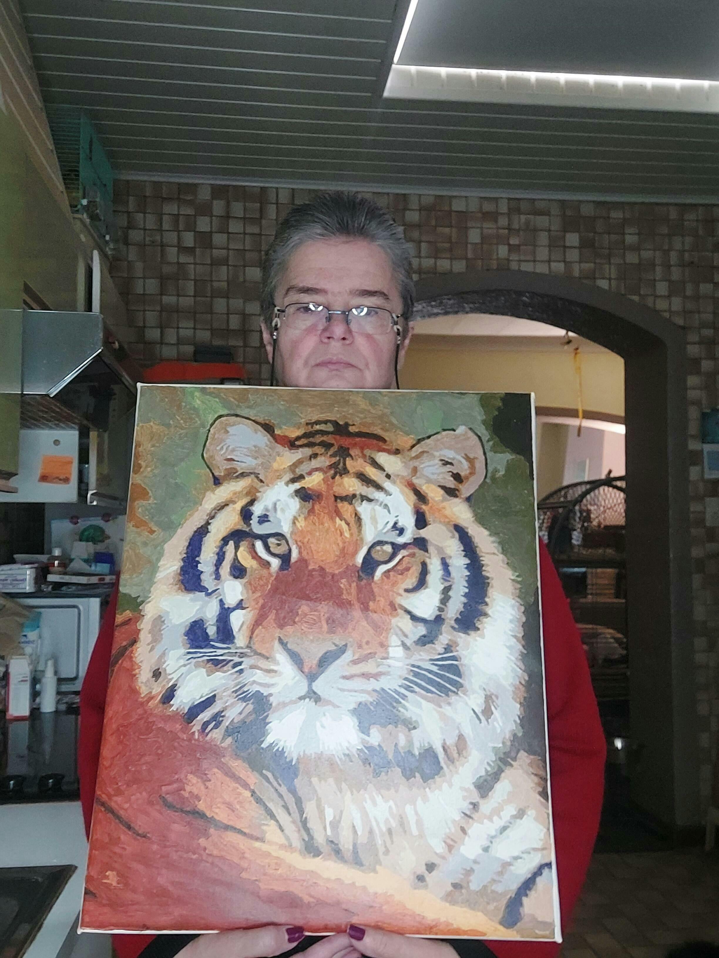 Acquista Cornice per pittura con i numeri per adulti Kit animali tigre che  nuotano disegno da colorare con i numeri per decorazioni per la casa 40x50