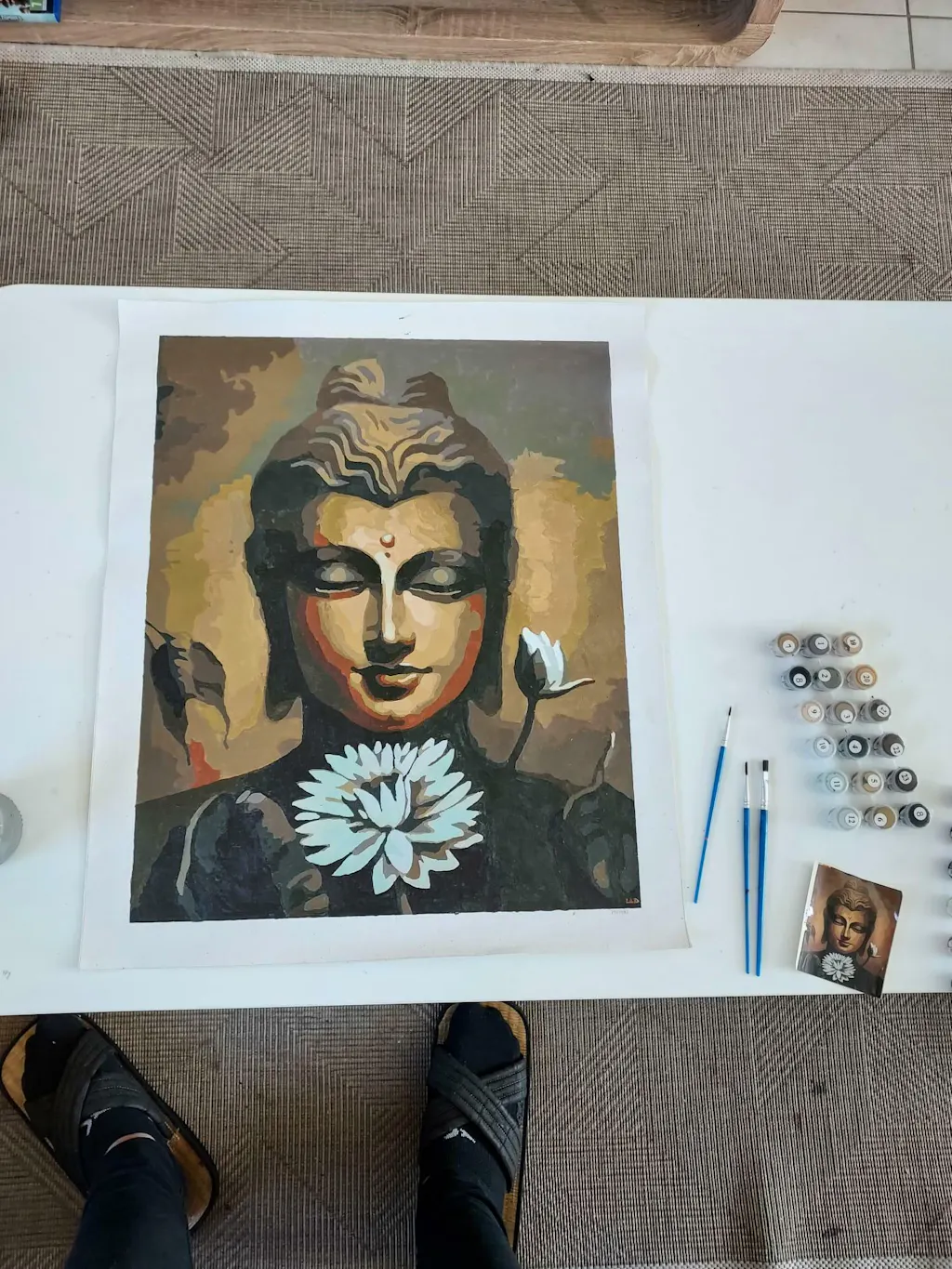 Schilderen op nummer voor volwassenen, Lotus Paint by Numbers Boeddha, schilderen op nummer, voor beginners en volwassenen, doe-het-zelf kit met acrylverf en kwasten, woondecoratie, 60 x 120 cm, Y1127