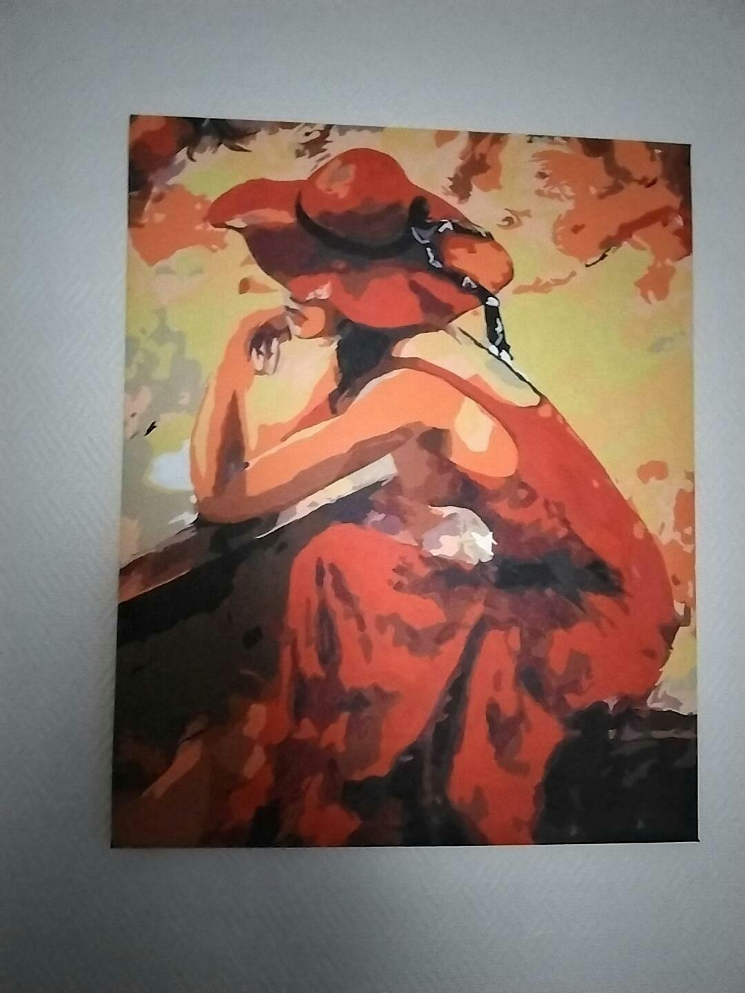 Lady in Red Hat, My Paint by Numbers