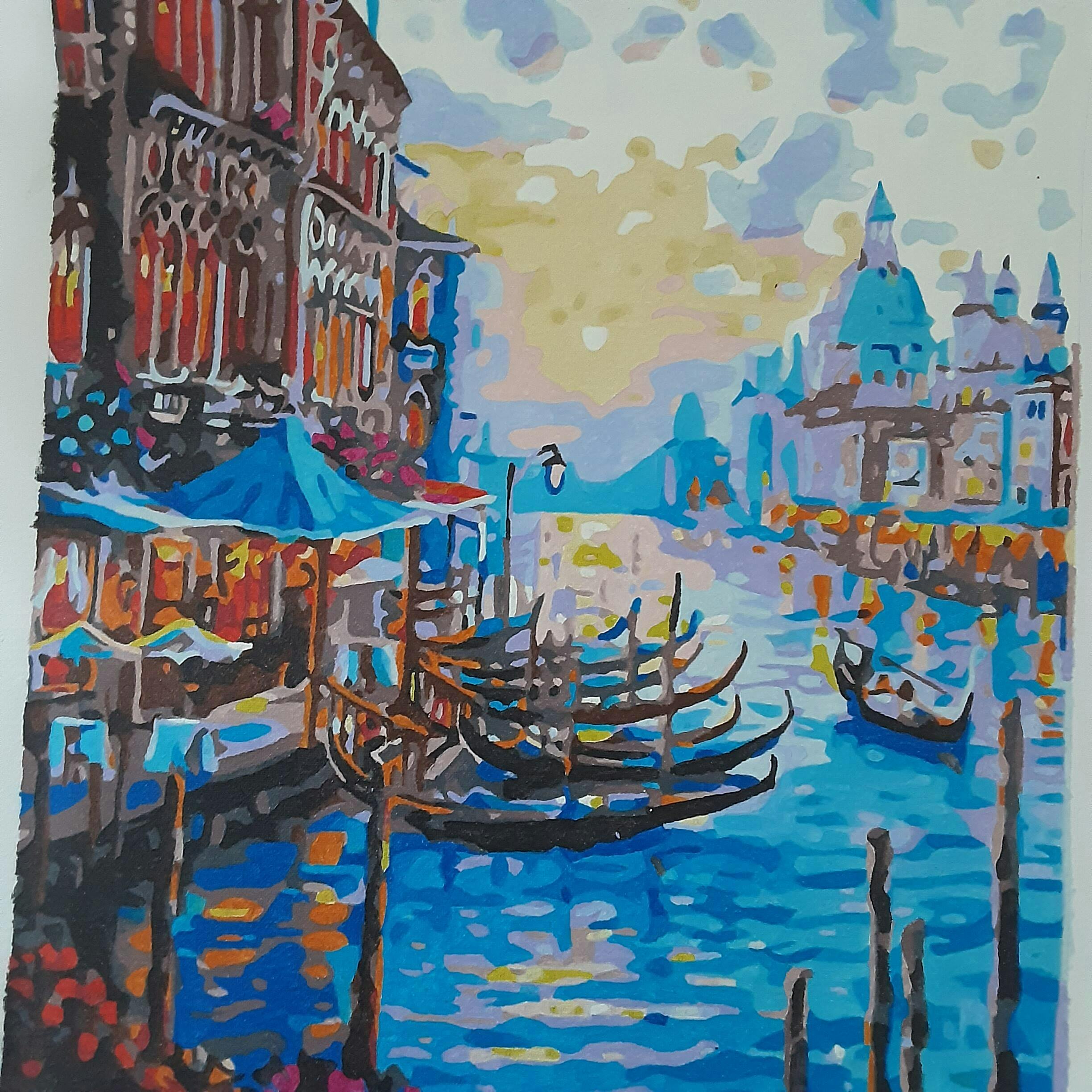 Figured'Art Peinture par Numéro Adulte avec Cadre Le Grand Canal de Venise  - Activité Manuelle Kit de Loisir Créatif DIY Numéro d'art Complet 