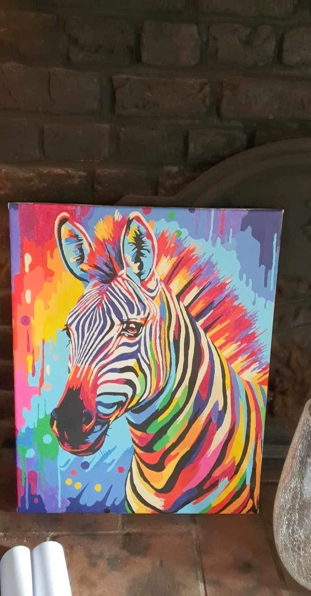 ABEUTY Pittura Ad Olio Con Numeri Per Adulti - Quadro Fai-da-Te 'Zebra' Su Tela 50x40 Cm (Senza Cornice)