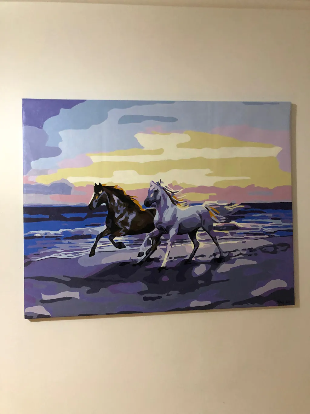 Pittura Con I Numeri YEESAM ART: Cavallo E Bicicletta Tra Fiori, Kit Fai Da Te Su Tela 40x50cm (Con Telaio) - Regalo Creativo