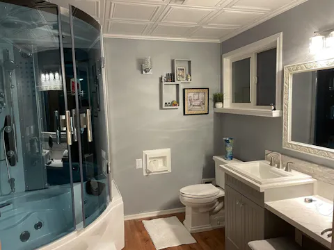 Mesa WS-608P Steam Shower Tub Combo - 63" x 63" x 85" Blue Glass