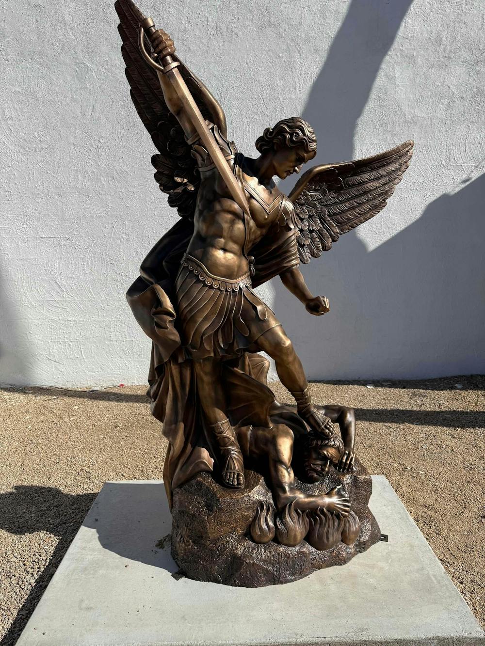 FINEST St. Michael the Archangel Bronze Garden Sculpture Defender Bronze Statue FB-074